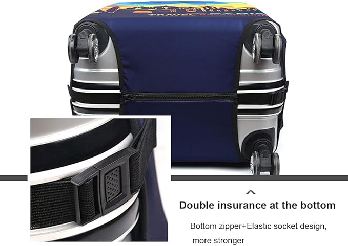 MosaiRudo Thicker Luggage Cover Elastic Suitcase Cover Protector Fits 18-32 Inch Suitcase Travel Accessories (World Map, L)