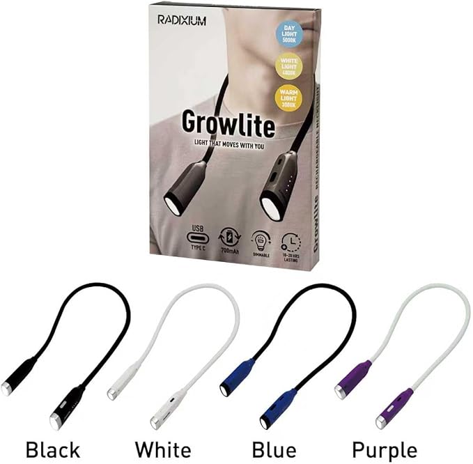 Neck Reading Light, 3 Color & Brightness Adjustable Book Light for Reading in Bed, Hands-Free, Lightweight, USB C Rechargeable, Eye-Caring, Perfect for Crafts, Camping, Kids & Adults (white)