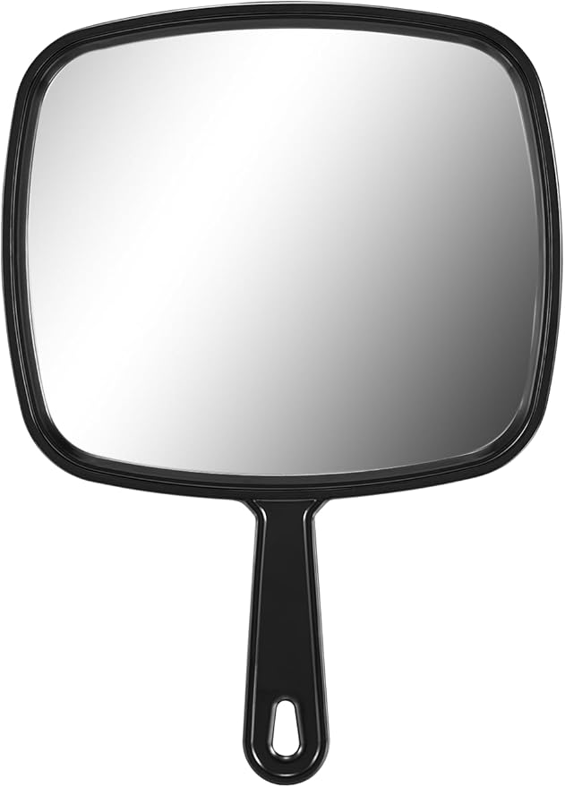 OMIRO 12.4" L x 9" W Hand Mirror, All Black Handheld Mirror with Handle
