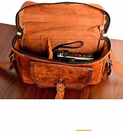 Leather Messenger Bag for Camera - Vintage Shoulder Satchel Camera Bag for DSLR, Canon, Nikon, Fuji Cameras - Travel, Portable Photography Bag