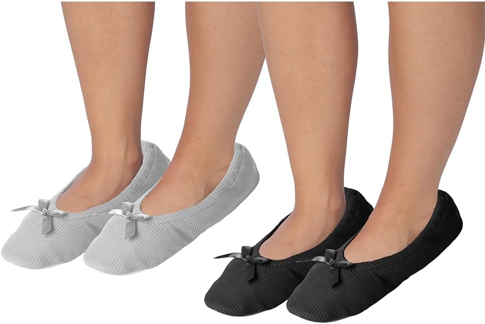 Women's Terry Classic Cotton & Velour Ballerina Slippers (Pack of 2)