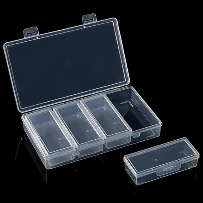 2 Packs 4 in 1 Plastic Cotton Swab Holder Resuable Dental Travel Floss Stick Case Clear Cotton Pad Holder Cleaning Organizer Case for Hair Rope Paperclip