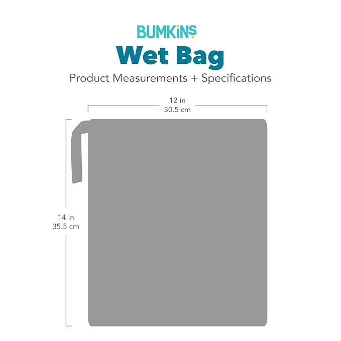 Bumkins Waterproof Wet Bag, Washable, Reusable for Travel, Beach, Pool, Stroller, Diapers, Dirty Gym Clothes, Wet Swimsuits, Toiletries, 12x14 – Blue Tropic