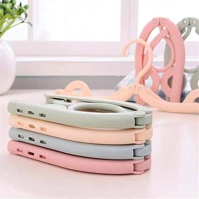 Portable Travel Hangers, Foldable Clothes Drying Rack, 6 Pack | Pastel Green, Pink, Blue, Collapsible Design, Cruise Ship, Plastic Material