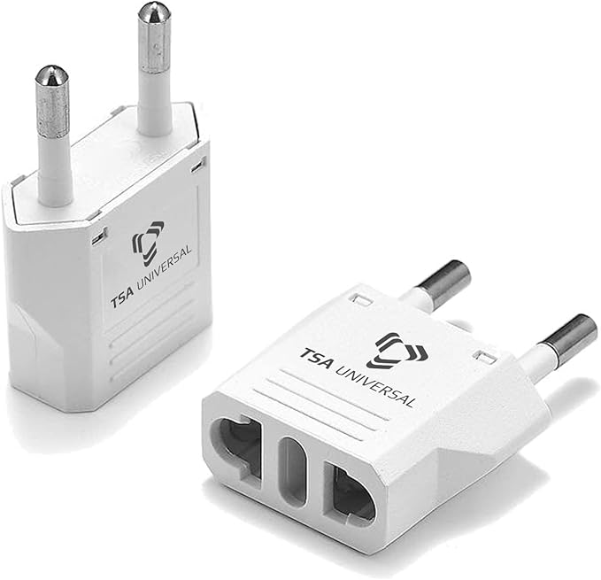 United States to Greece Travel Power Adapter to Connect North American Electrical Plugs to Greek Outlets for Cell Phones, Tablets, Laptops, eReaders, and More (2-Pack, White)