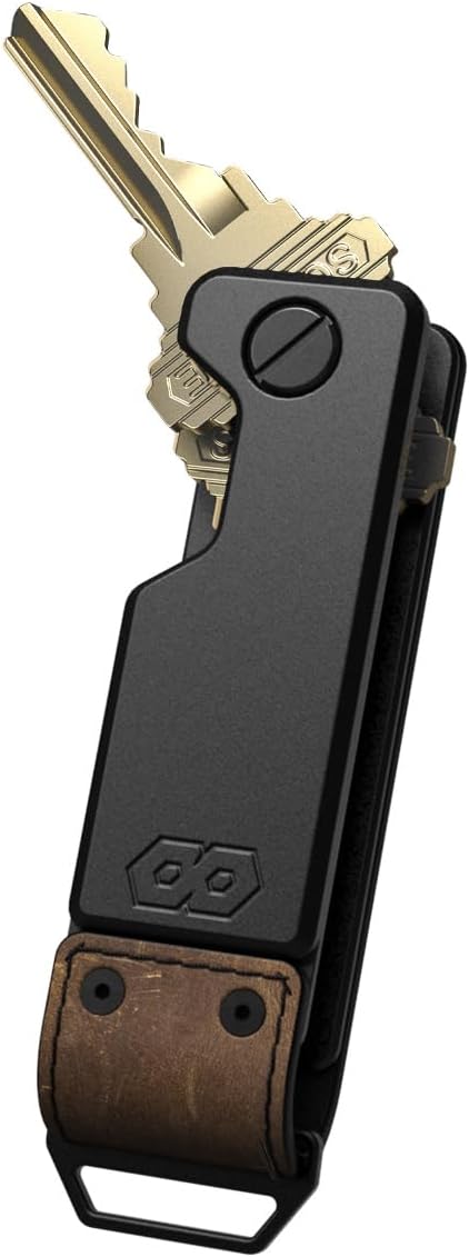 PROOF Key Holder | The Founder | Key Organizer | Top Grain Leather & Metal | Minimalist Keyholder | Secures Up to 7 Keys | Gift Box | Veteran Owned