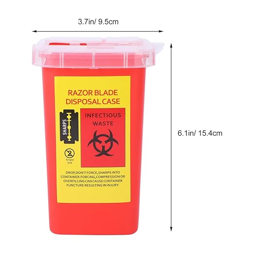 minkissy Razor Disposable Case Blade Recycling Box with Secure Lock Lid Compact 6.06X3.74X3.74In Storage Container for Safe Used Blade Disposal in Barbershop and Salon