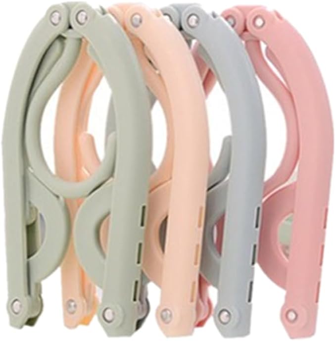 12 PCS Foldable Travel Hangers - Portable Plastic Hanger Set | 5 Colours Available Space-Saving Design | Suitable for Hotels, Camping, Holidays, Cruises | Includes Portable Clothesline