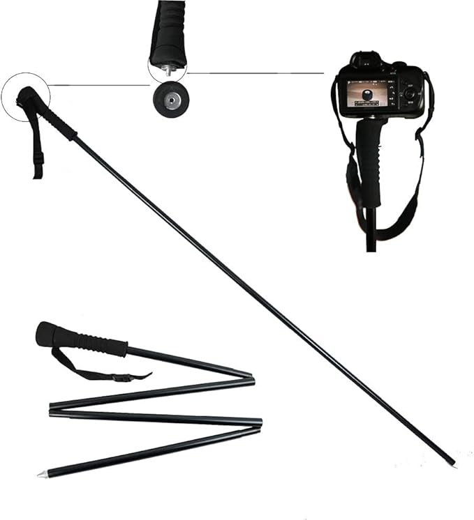 Aventik Fold-able Wading Staff Water Depth Safety Warning Sign Coated Stainless Steel Core T7075 Aluminum Body Corrosion Resistance Neoprene Sheath