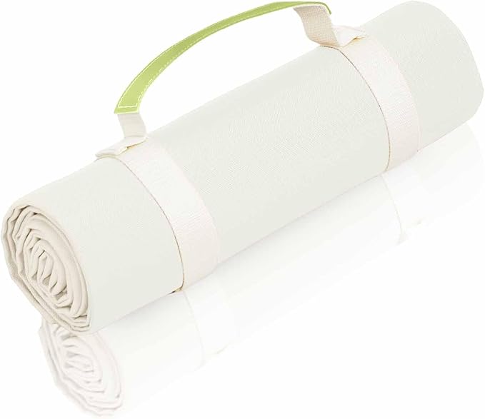 White Picnic Blanket & Beach Mat – Canvas, Machine Washable, Large 4’9” × 6’3”