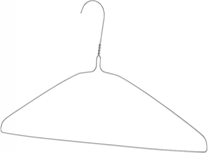 Whitmor Metal Wire Clothes Hangers 16inch, Durable Clothes, Garment & Coat Hangers, Slim Space-Saving 20 Pack, Silver