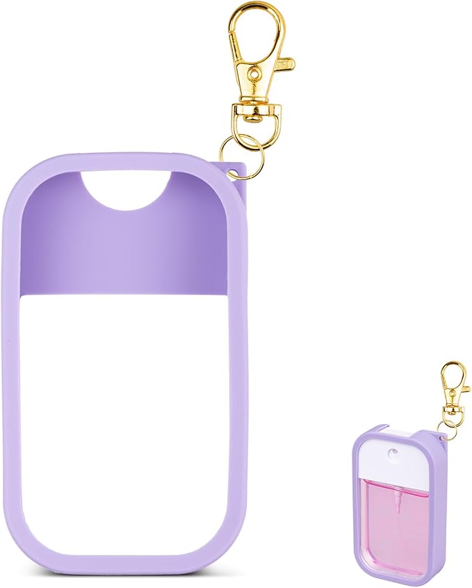 TERPINK Silicone Case Compatible with Touchland Hand Sanitizer Spray, Protective Case with Keychain for Power Mist and Glow Mist 1 fl oz, Hand Sanitizer Spray Accessory (Purple, 1 Pack)