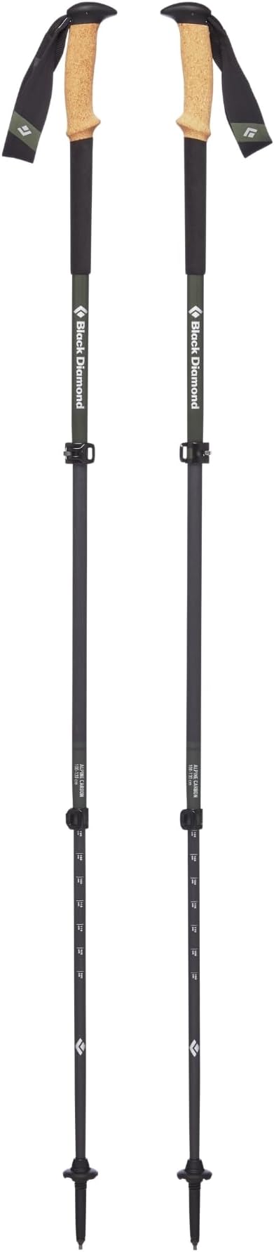 BLACK DIAMOND Alpine Carbon Cork Trekking Poles (Pair) | Ultralight Carbon Fiber | Natural Cork Grips | FlickLock Adjustability for Hiking & Mountaineering | Tundra