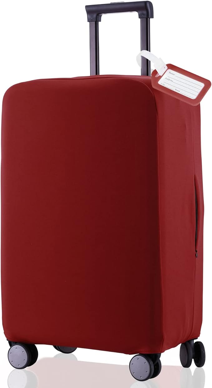Travel Luggage Cover - Scratch-Resistant Fit 19-31 Inch, Claret (M, 24-25 inch)