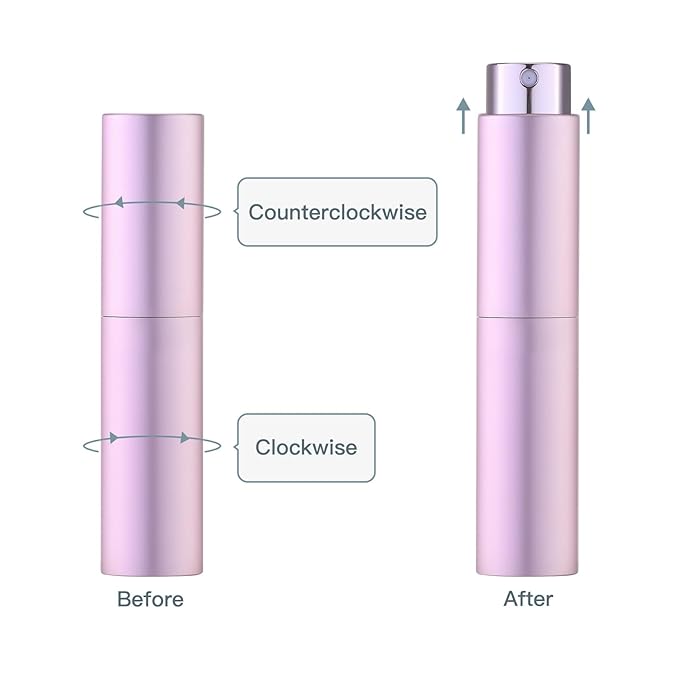 Tekson 10ml Travel Perfume Atomizer Refillable, Mini Cologne Spray Bottle Empty, Small Coffee Spray Bottle (Pink)
