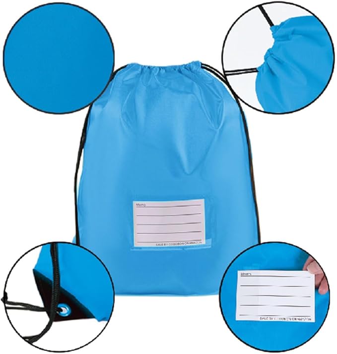 CODOBON 40 Pcs Drawstring Bags,Bulk Draw String Backpack, DIY Gym Sports Cinch Bag Sackpack for Women Men, Sky Blue