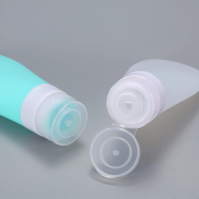 2 Pcs Silicone Travel Bottles,1.3oz Leak Proof Refillable Squeeze Containers with Transparent Carry Bag,Small Empty Travel Size Bottles for Shampoo,Conditioner,Lotion,Toiletries