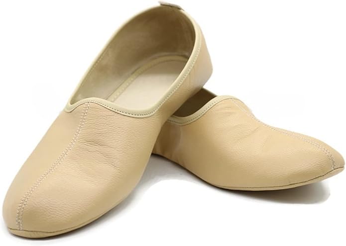 Womens Indoor Leather Slippers Traditional Babouche House Shoes Barefoot Moccasin
