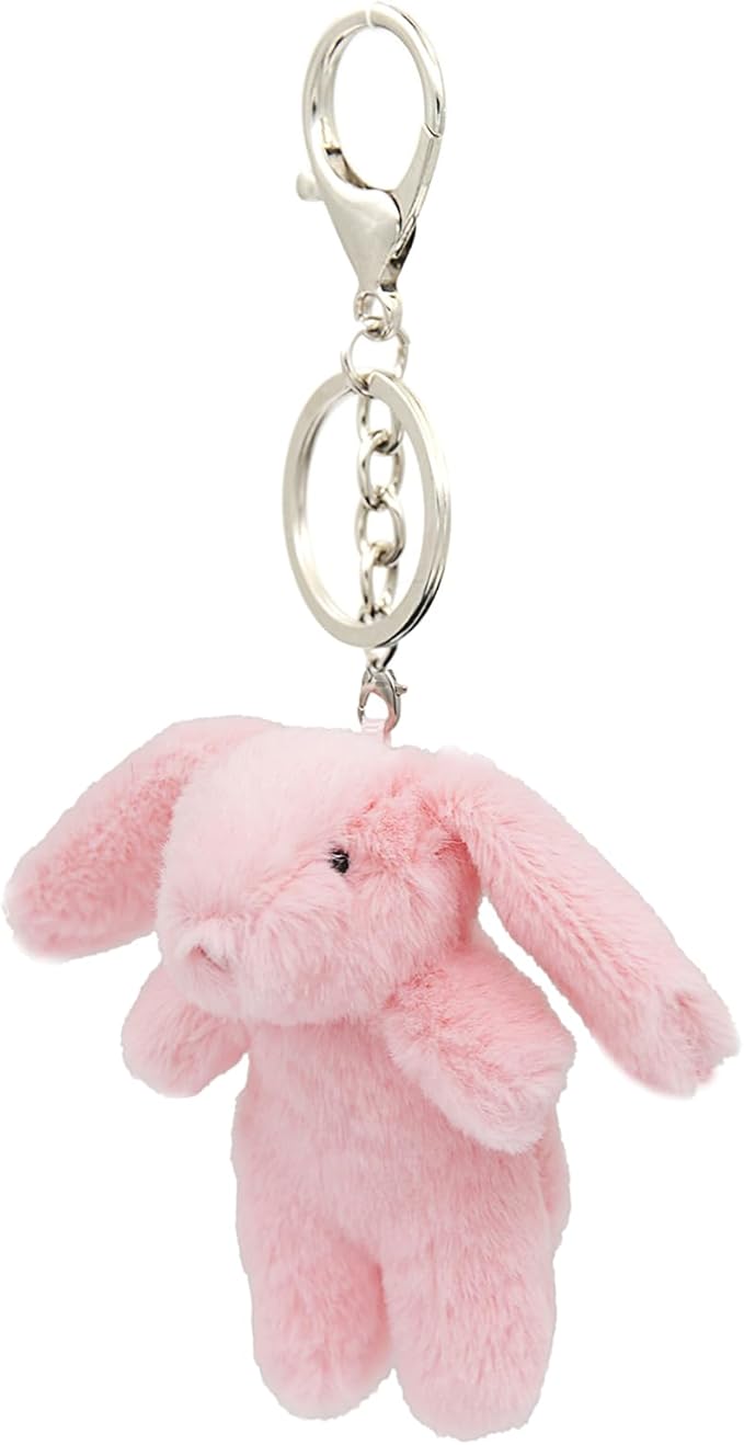 Miokkley Cute Bunny Plush Keychain for Backpack, 3.5" Inch Mini Rabbit Keychain Purse Charm Pendant Gift for Women