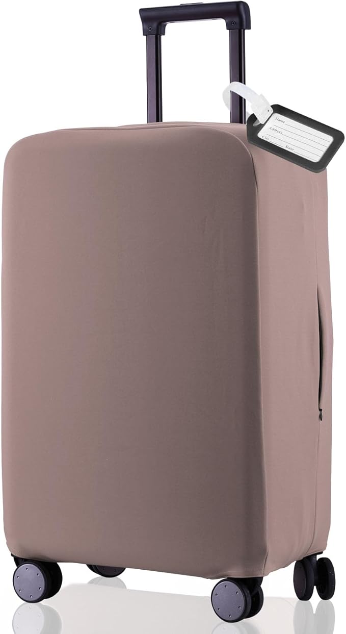 Travel Luggage Cover Protector Scratch-Resistant Fit 19-33 Inch, Not Included Suitcase (Khaki, 3XL(32-33inch))