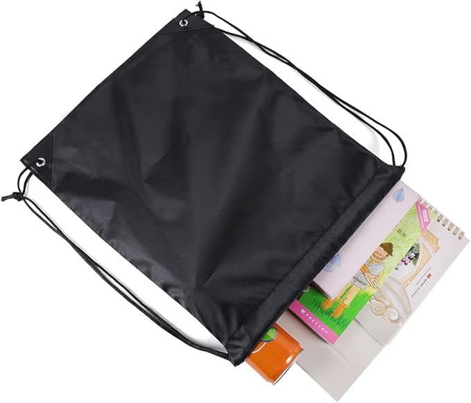 CODOBON 20 Pcs Drawstring Backpack Bulk Draw String Bags Cinch Polyester Bag for Gym Sport, Black