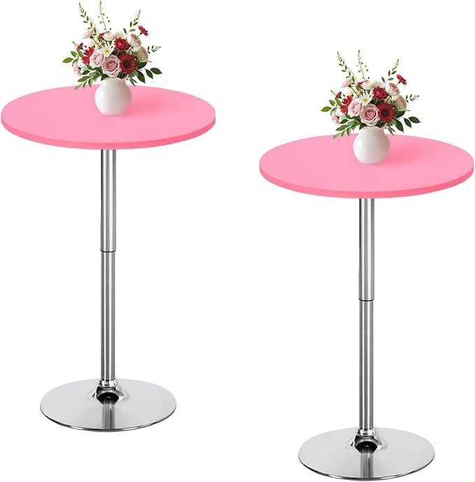 Wolkemer 2 Pack 3 Foot Pink Fitted Tablecloth 36 Inch Round Elastic Edges Table Cloth, Spandex Stretch Table Cover with Machine Washable Fabric for Wedding Party Picnic Dining Indoor Outdoor
