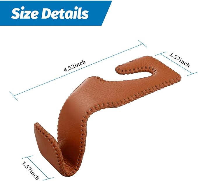 Car Seat Headrest Hook, 2PCS Vehicle Back Seat Hanger Holder Hook, Automotive Interior Headrest Storage Organizer for Handbag Purse Coat, Universal for SUV RV Pickup (Brown)
