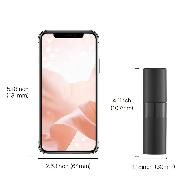 Cologne Travel Bottle 20ml - Large Size Perfume Atomizer Refillable for Men - Pocket Empty Fragrance Sprayer for Refill - 0.67oz Portable Twist Spray Sample Container for Purse Black & Pink