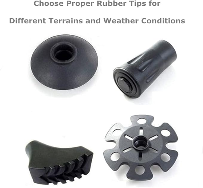 Walking Stick Tips Rubber 4pcs Trekking Pole Tips Replacement- Rubber Feet for Hiking Poles, Walking Sticks, Trekking Poles | Rubber Tip for Walking Sticks Hiking Trekking Poles Boot Tips Rubber Feet
