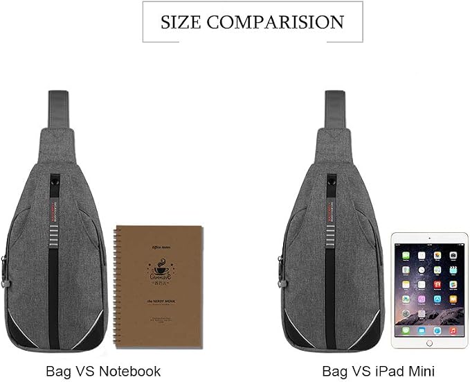 WATERFLY Small Crossbody Sling Backpack Anti Theft Backpack for Traveling Chest Bags for Men&Women Multipurpose Casual Daypack Hiking Shoulder Bag (Gray)