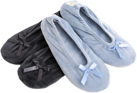 Women's Terry Classic Cotton & Velour Ballerina Slippers (Pack of 2)