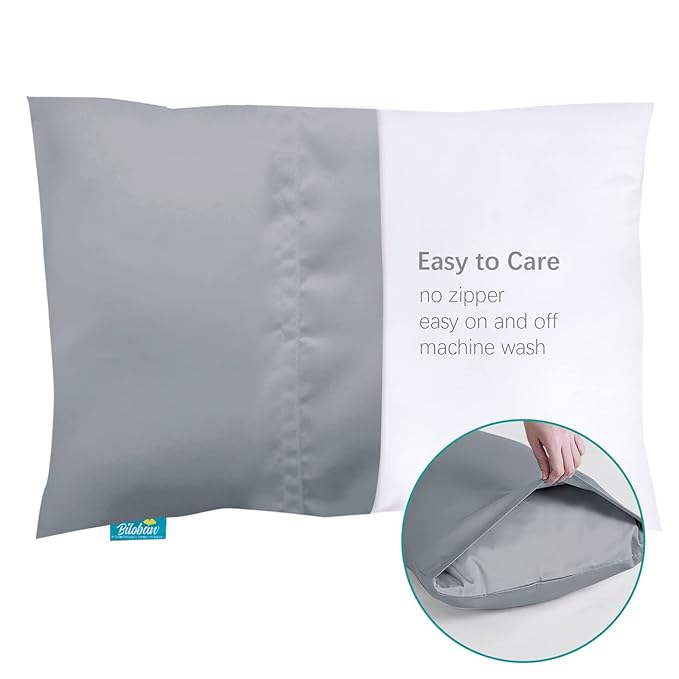 Satin 2 Pack Kids Toddler Pillowcase Fits for Children Toddler Pillows 13"x 18" or 14"x19", Envelope Travel Toddler Pillow Cover Case, Gray