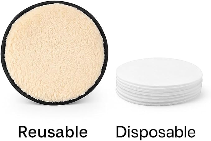 Reusable Makeup Remover Pads, Washable Cotton Rounds with Mesh Laundry Bag, Travel Pouch, Pad Holder - Reusable Cotton Rounds for All Skin Types - Perfect for Face Care, eco Friendly (Black)