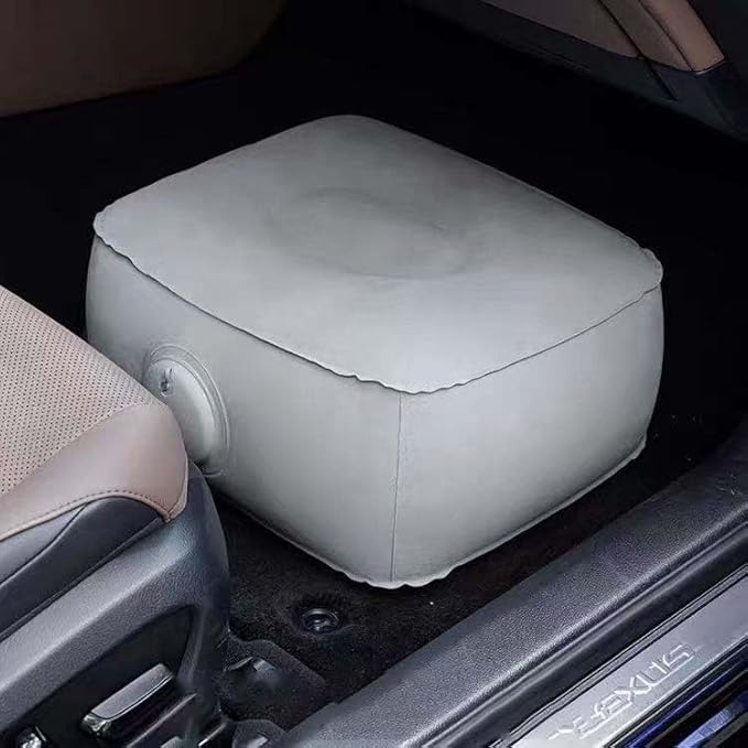 Car Foot Rest Pillow Leg Support Pad Cushion Inflatable Portable Under Seat Foot Rest for Kids Road Travel Rear Front Passager Seat Airplane Flying Long Air Plane Flight Train Traveling Truck