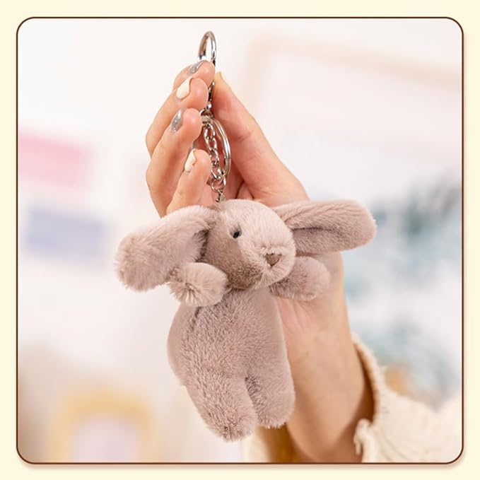 Miokkley Cute Bunny Plush Keychain for Backpack, 3.5" Inch Mini Rabbit Keychain Purse Charm Pendant Gift for Women