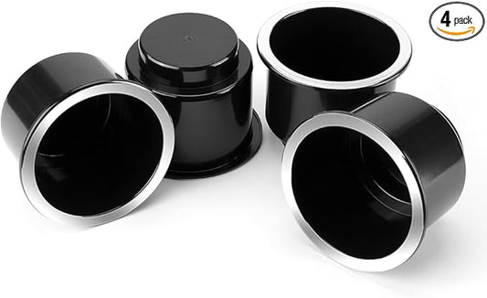 JoyTutus Cup Holder Insert 4pcs for RV Boat Car Couch Golf Cart, Elegant Chrome, Large Plastic Universal Drop in Cup Holder for Pontoon Table Sofa