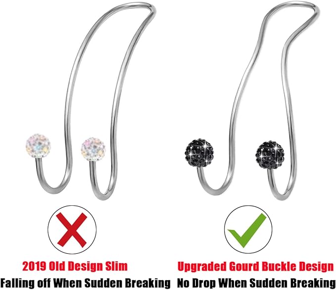 Bling Purse Hook for Car Headrest, Upgraded Cute Car Seat Hooks for Bag Handbag, Durable Stainless Auto Purse Hanger Holder 2 Pack, Black