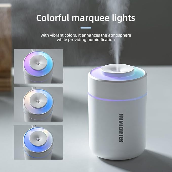 Portable Mini Humidifier, 180ml USB Small Humidifier for Bedroom, Car, Office Desk, Travel & Indoor Plants, 2 Mist Modes, Super Quiet (A-White)