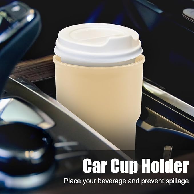 MiOYOOW Car Cup Holder Hook, Wear-Resistant Auto Drink Holder 3.54'' Caliber Window Door Cup Holder with Ventilation Clip for Coffee Water Bottles Key Coin