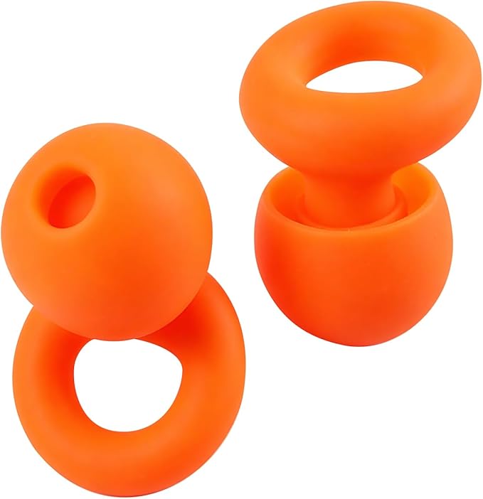 Ear Plugs for Noise Reduction–Super Soft, Reusable Hearing Protection in Flexible Silicone for Sleep, Noise Sensitivity & Flights-8 Ear Tips in XS/S/M/L–27dB Noise Cancelling–Orange
