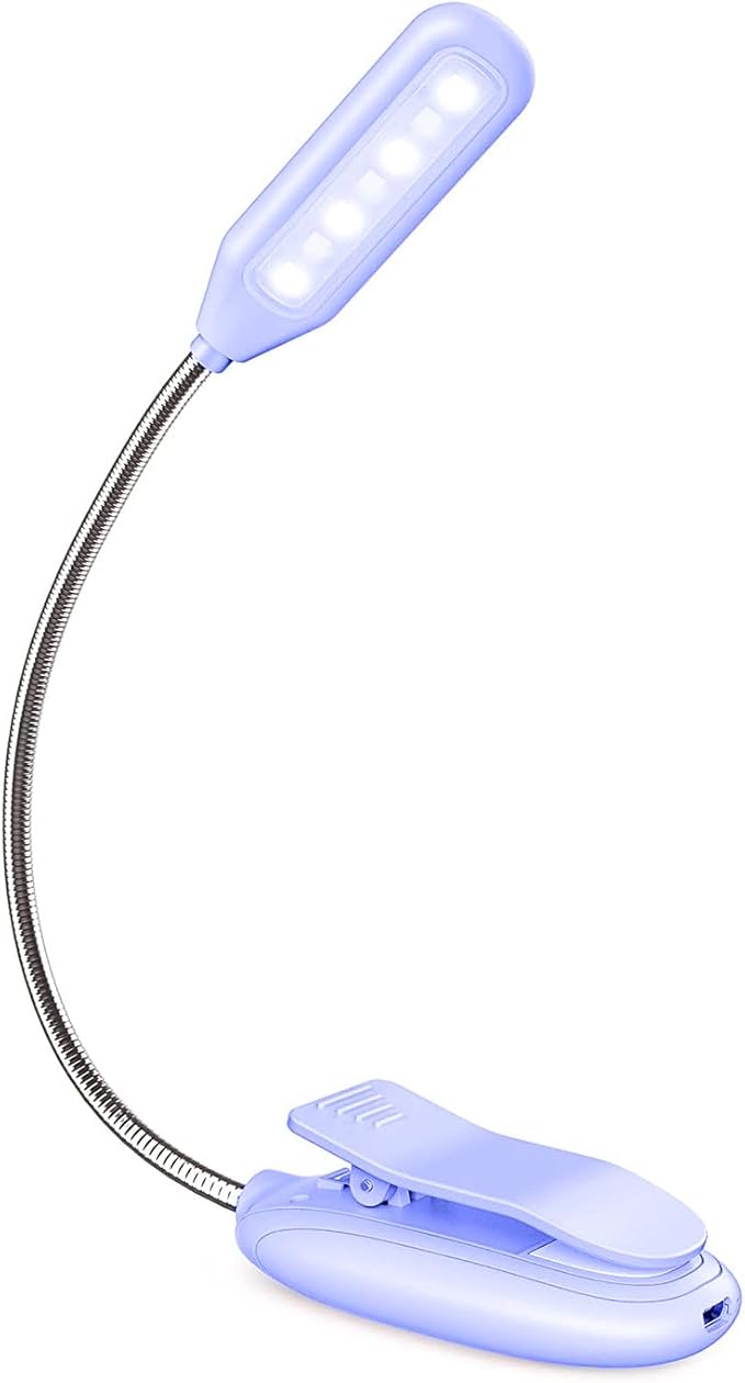 Rechargeable Book Light for Reading in Bed, 80H Reading, 3 Brightness Levels & 3 Color Temperatures, Lightweight Flexible Clip on Reading Lights for Books in Bed