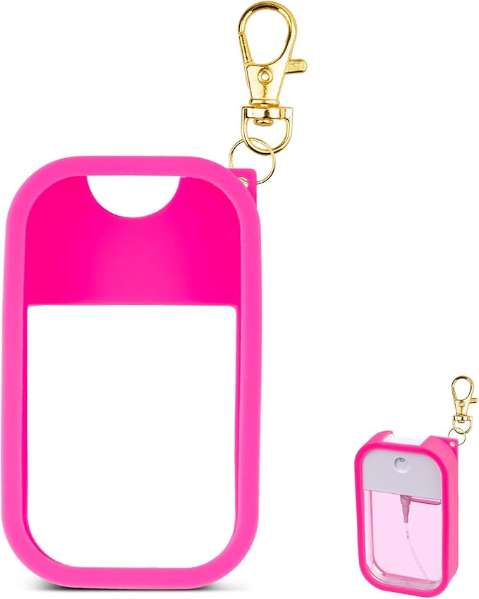 VANEST Silicone Case Compatible with Touchland Hand Sanitizer Spray, Protective Case with Keychain for Spray 1 fl oz