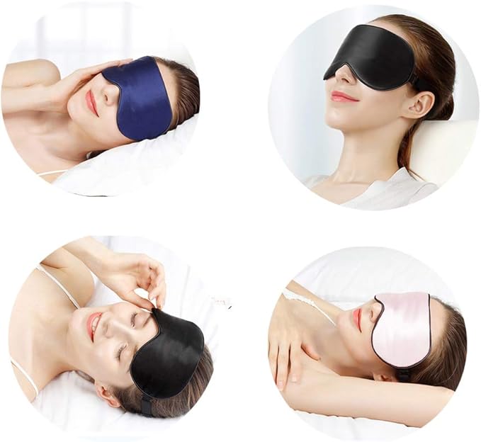 Tim & Tina 100% Silk Sleep Mask Comfortable,Super Soft Blindfold Eye mask Block Light for Sleeping,Shift Work,Naps,Travel,Yoga with Adjustable Strap (Black)