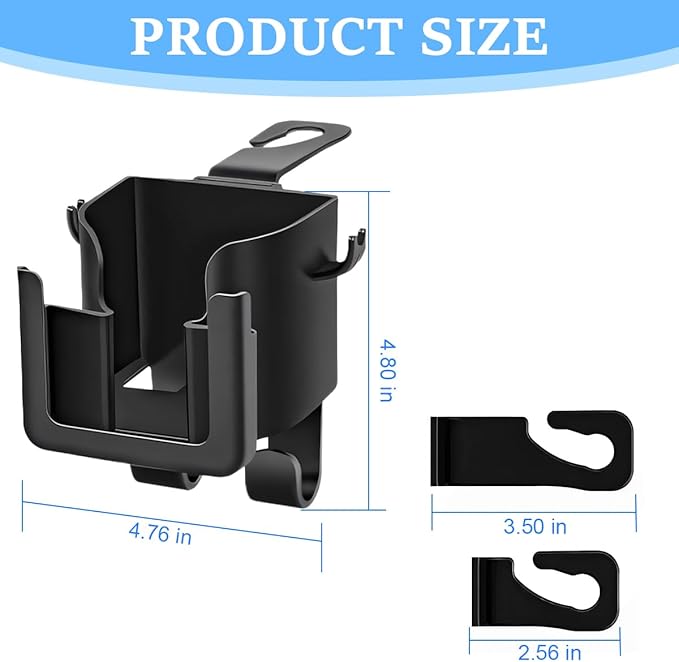 Car Headrest Cup Holder for Back Seat, 2PCS 3 in1 Multifunctional Vehicle Backseat Phone Organizer, Large Capacity Auto Handbag Storage Hook Hanger, Universal for SUV RV Truck