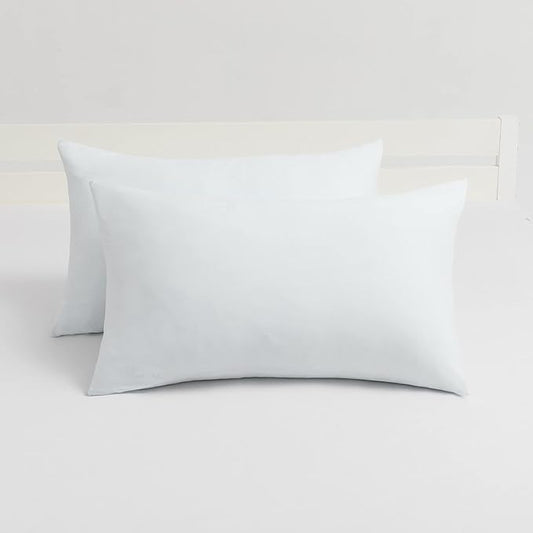 2-Pack Stretch Pillow Cases - Jersey Knit & Envelope Closure Pillowcases with Ultra Soft T-Shirt Like Polyester Blend - Suitable for Queen or Standard Size Set of 2, Light Blue