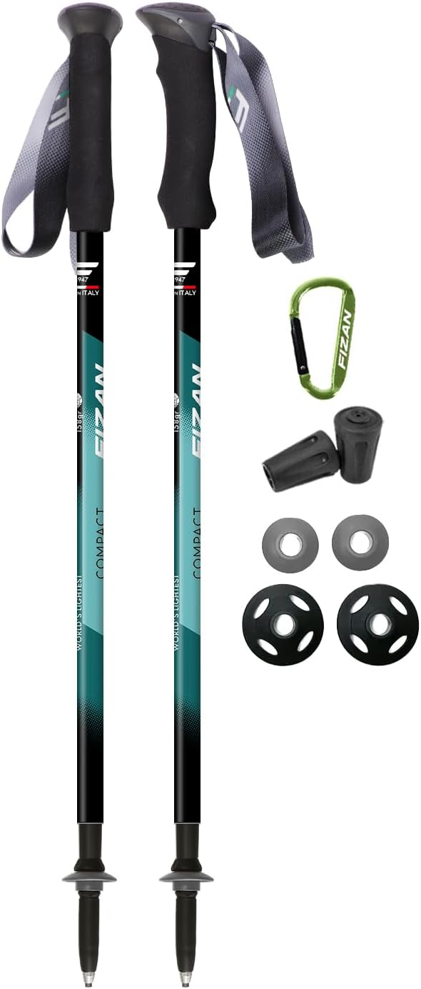 Fizan Compact 3 Trekking Poles – 5.6 oz Ultralight, Backpacking, Thru Hiking Poles, Adjustable, Collapsible, Customized Fit, EVA Grips, Aluminum Walking Sticks (Compact 3)