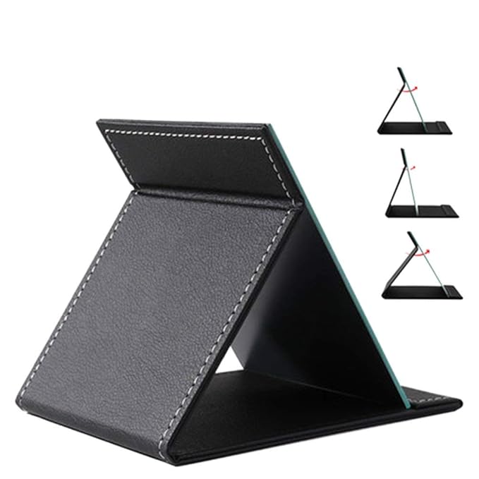 EFAILY Folding Travel Mirror, PU Portable Adjustable Rectangular Ultrathin Mirror, for Travel, Camping,Home (8.7W×6.1L)
