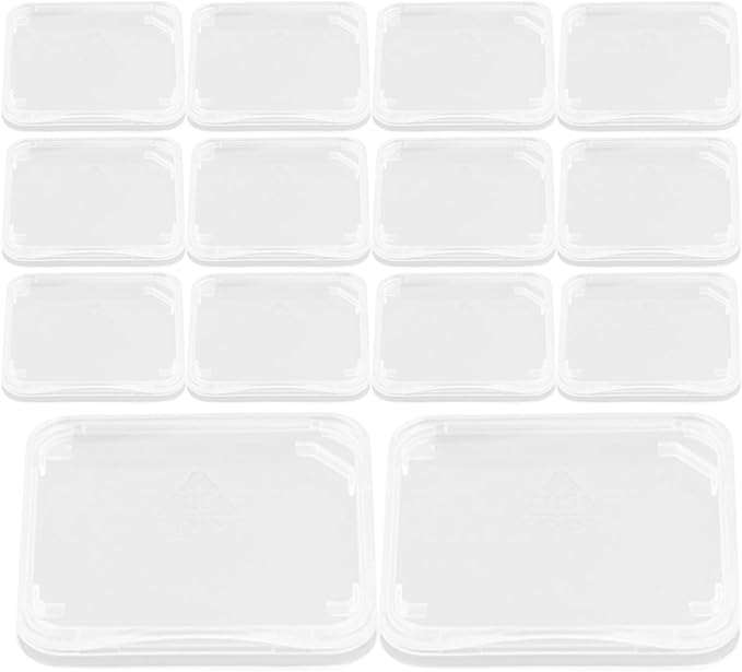 iplusmile 100 Pack Transparent Card Holder Cases Compact Plastic Storage Boxes for Memory Card Protection and Organization 1.41X1.41X0.13 Inch Each
