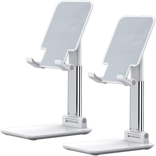 2 Pcs MT-6 Cell Phone Holder, Adjustable Angle and Height, Anti-Slip Silicone Pad, Foldable and Portable, Compatible with 4-8 Inch Devices