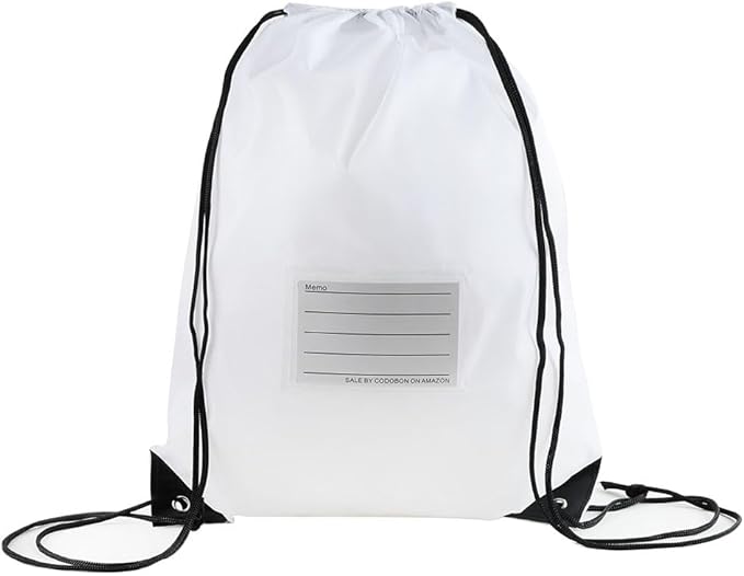 20 Pcs Drawstring Bags,Bulk Draw String Backpack, DIY Gym Sports Cinch Bag Sackpack for Women Men, White